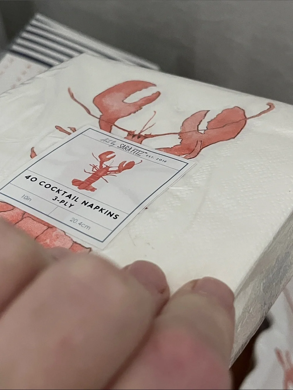 Lobster Themed Party Set - Coral & White Plates, Napkins, Popcorn Containers